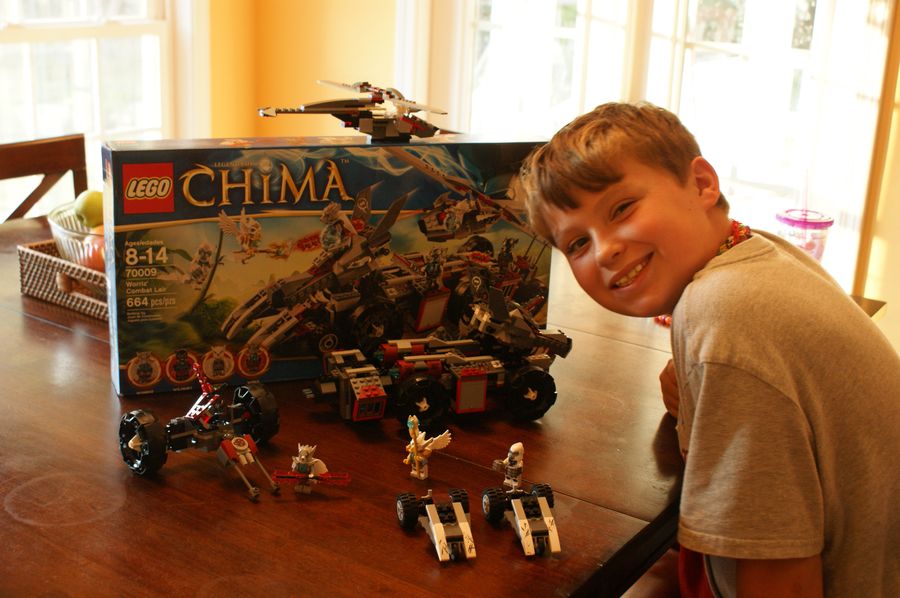 Jackson with a LEGO set on his 10th birthday